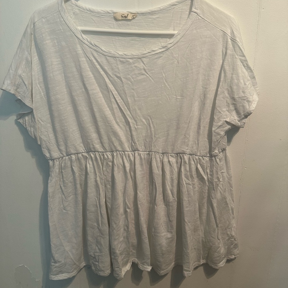 Easel white Peplum Blouse Short Sleeve